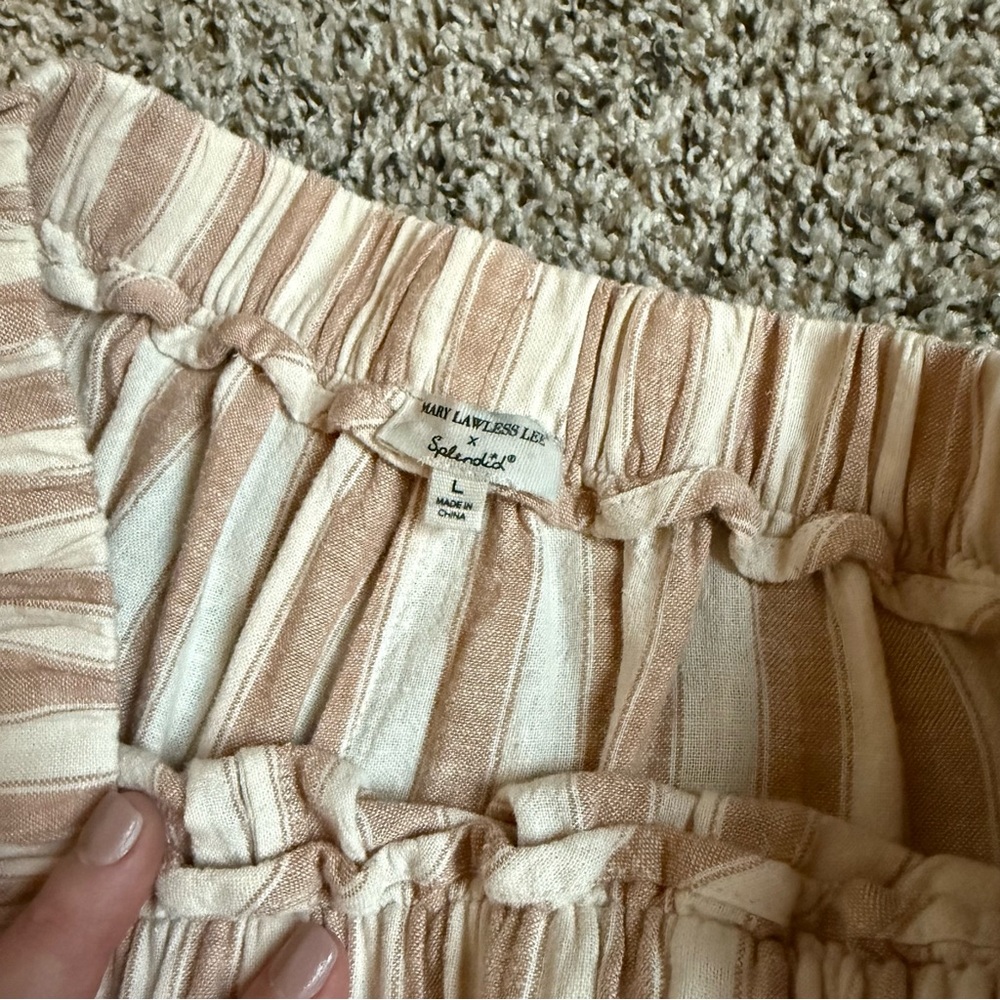 Mary Lawless Lee X Splendid Striped Linen Blend Wide Leg Pants Women’s Size L - Picture 12 of 14